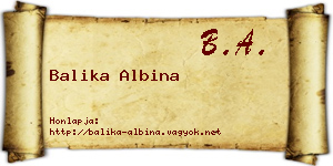 Balika Albina névjegykártya